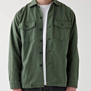 orSlow U.S. Army Fatigue Shirt - Green - Olive Reverse Sateen - Size 3/L - NWT